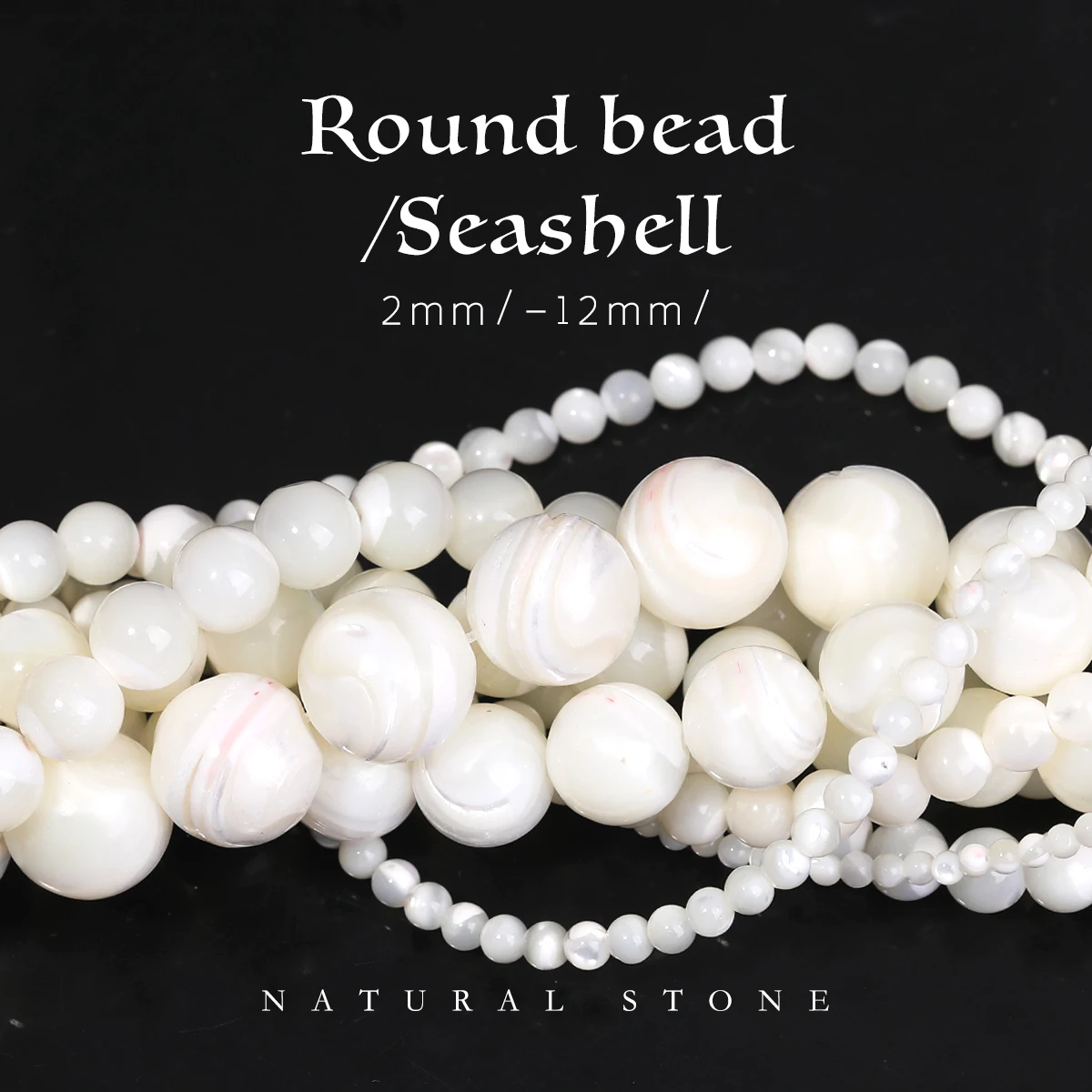 

1 шт., натуральные белые бусины-ракушки, 2-12 мм, жемчужные бусины, свободные круглые бусины-разделители, изготовление ювелирных изделий, браслет, ожерелье «сделай сам»