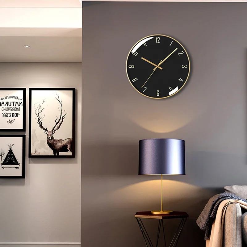 Nordic Silent Black Wall Clock Quartz Simple Living Room Wall Watch Mechanism Creative Luxury Modern Kitchen Decoration C6T