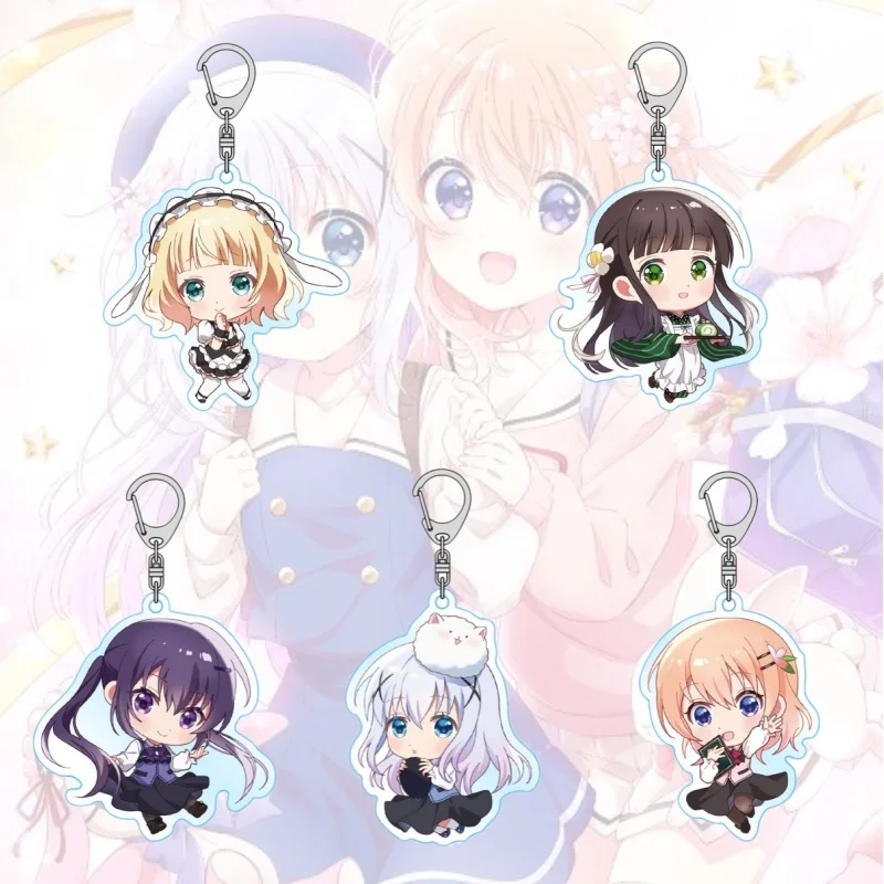 Anime Is the Order a Rabbit Acrylic Keychain Chino Cocoa Rize Chiya Sharo Cartoon Figure Pendant Christmas Gifts