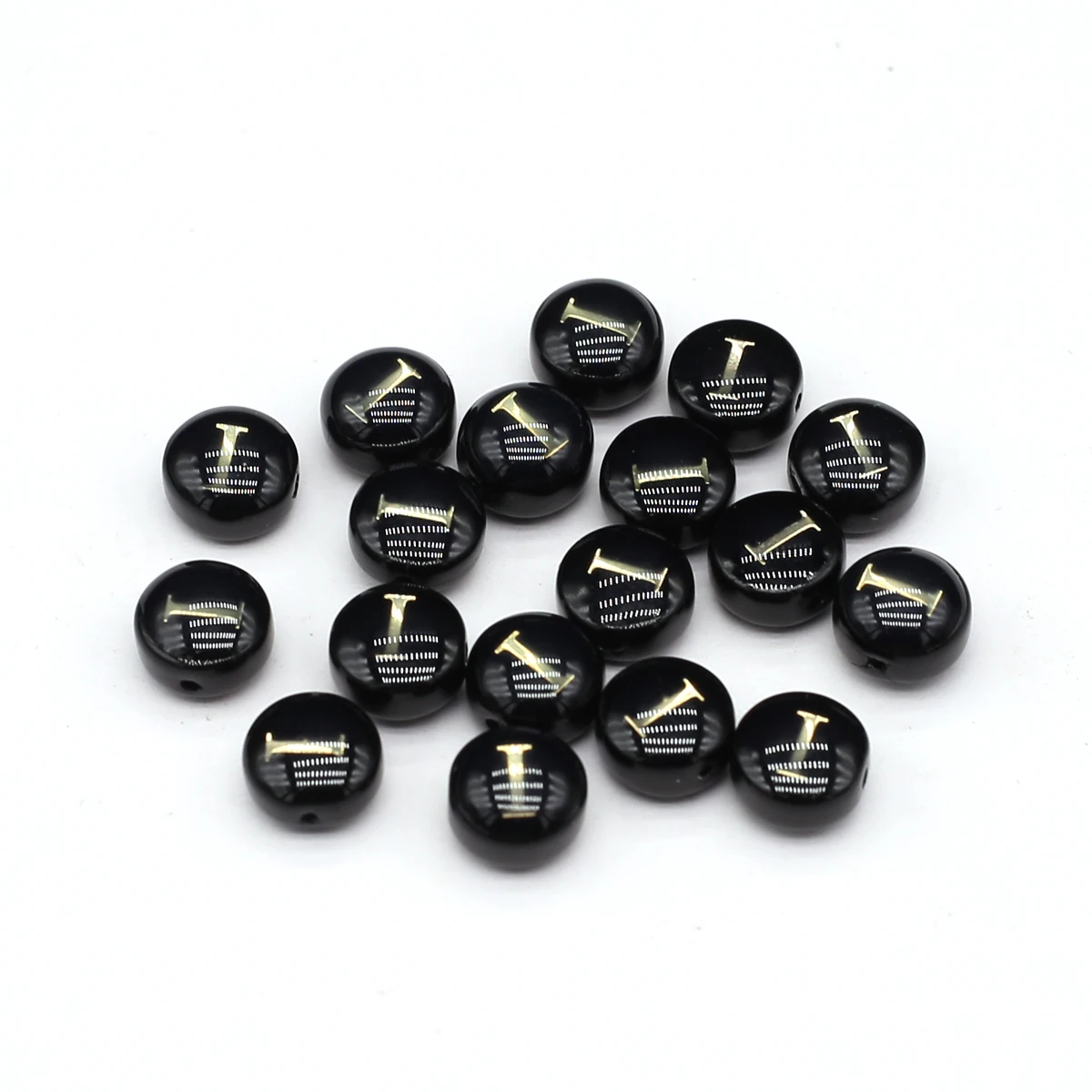 50 PCS/pack Natural Freshwater Shells DIY Round Black Digital Pattern Loose Decorative Beads Jewelry Making Necklace Bracelet