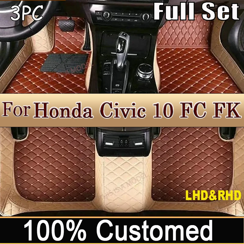 

Car Floor Mats For Honda Civic X 10 FC FK 2016~2021 Rugs Leather Floor Mat Carpets Interior Parts Waterproof Pad Car Accessories