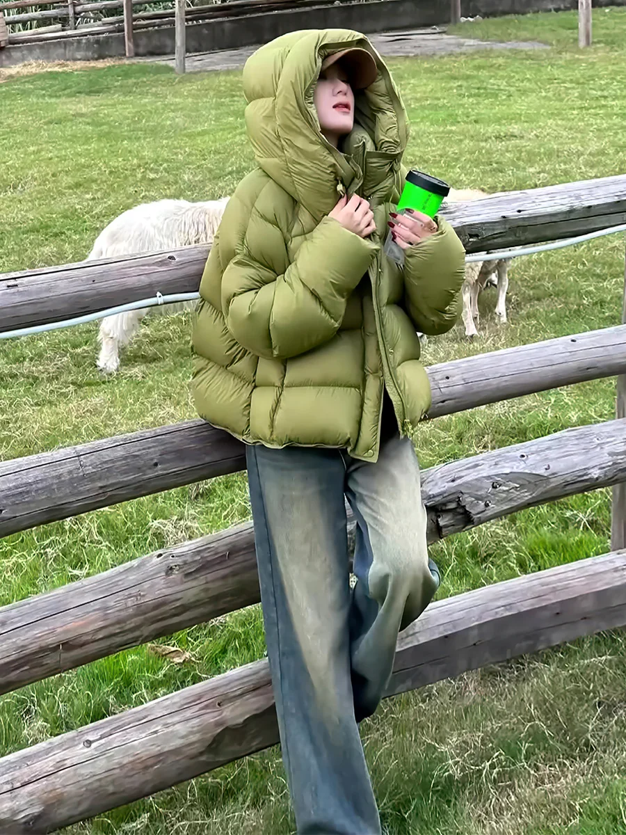 Or da donna bianco Du down Jaet con cappuccio Dstring Thiened capispalla caldo nuovo arrivo inverno 2025 Faionable