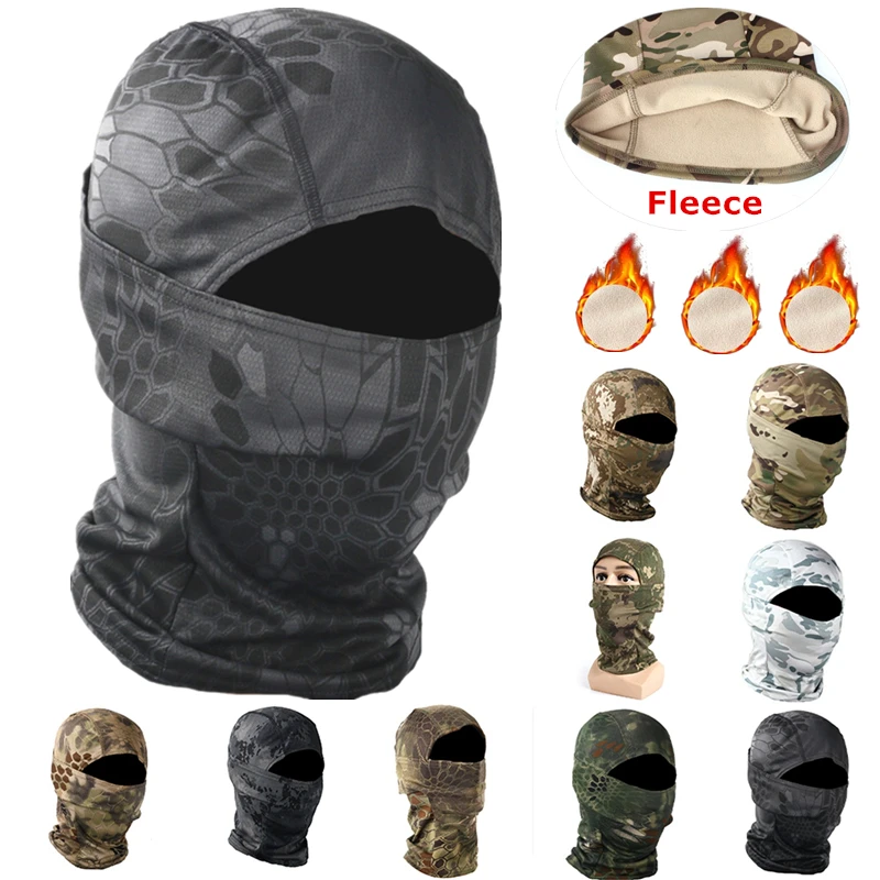 Winter Fleece Warm Camouflage Balaclava Outdoor Cold-proof Ski Cycling Full Face Mask Motorcycle Mask Helmet Lining