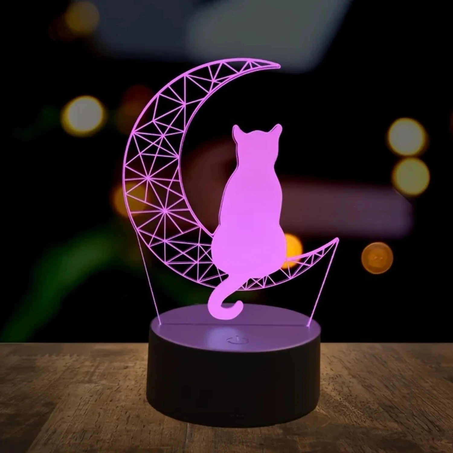 1PC Mooncat 3D night light, USB table lamp, bedroom, living room atmosphere light, festival, birthday gift night light.