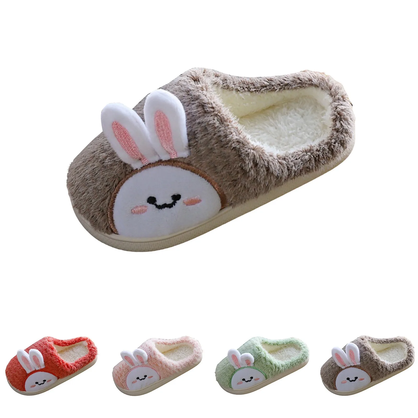 شبشب أرنب قطني للأطفال ، حذاء أرنب كرتوني لطيف للفتيات المراهقات ، شبشب أطفال متوسط