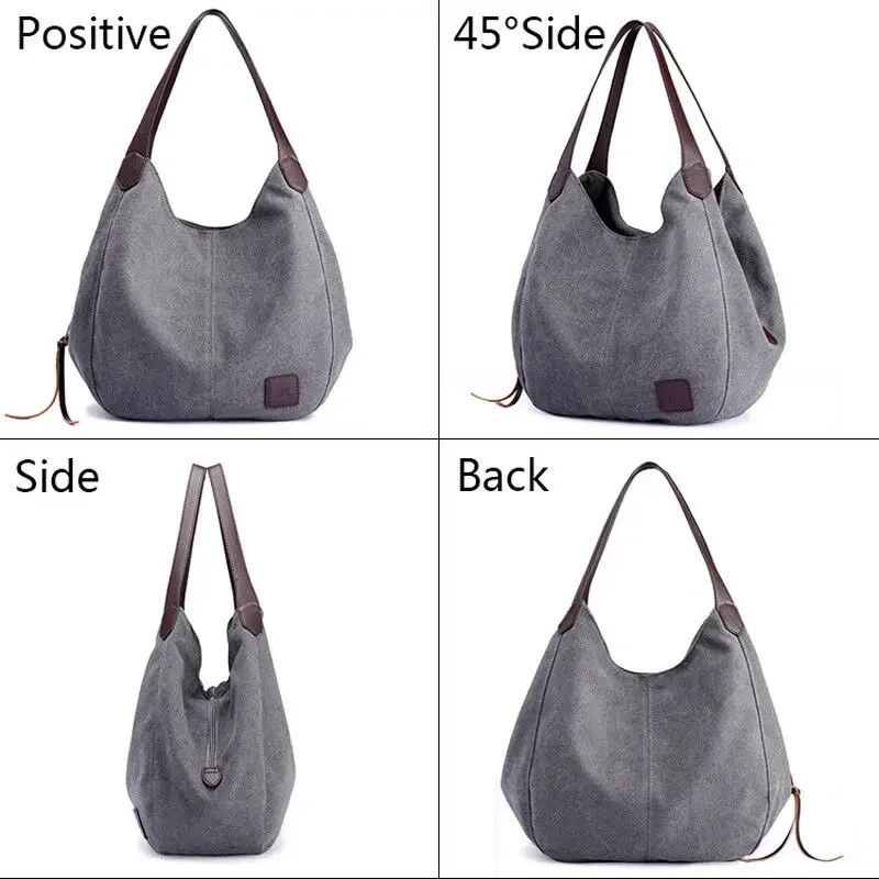Women's Canvas Handbags High Quality Female Hobos Tote Bags Single Shoulder Bags Casual Vintage Handbag