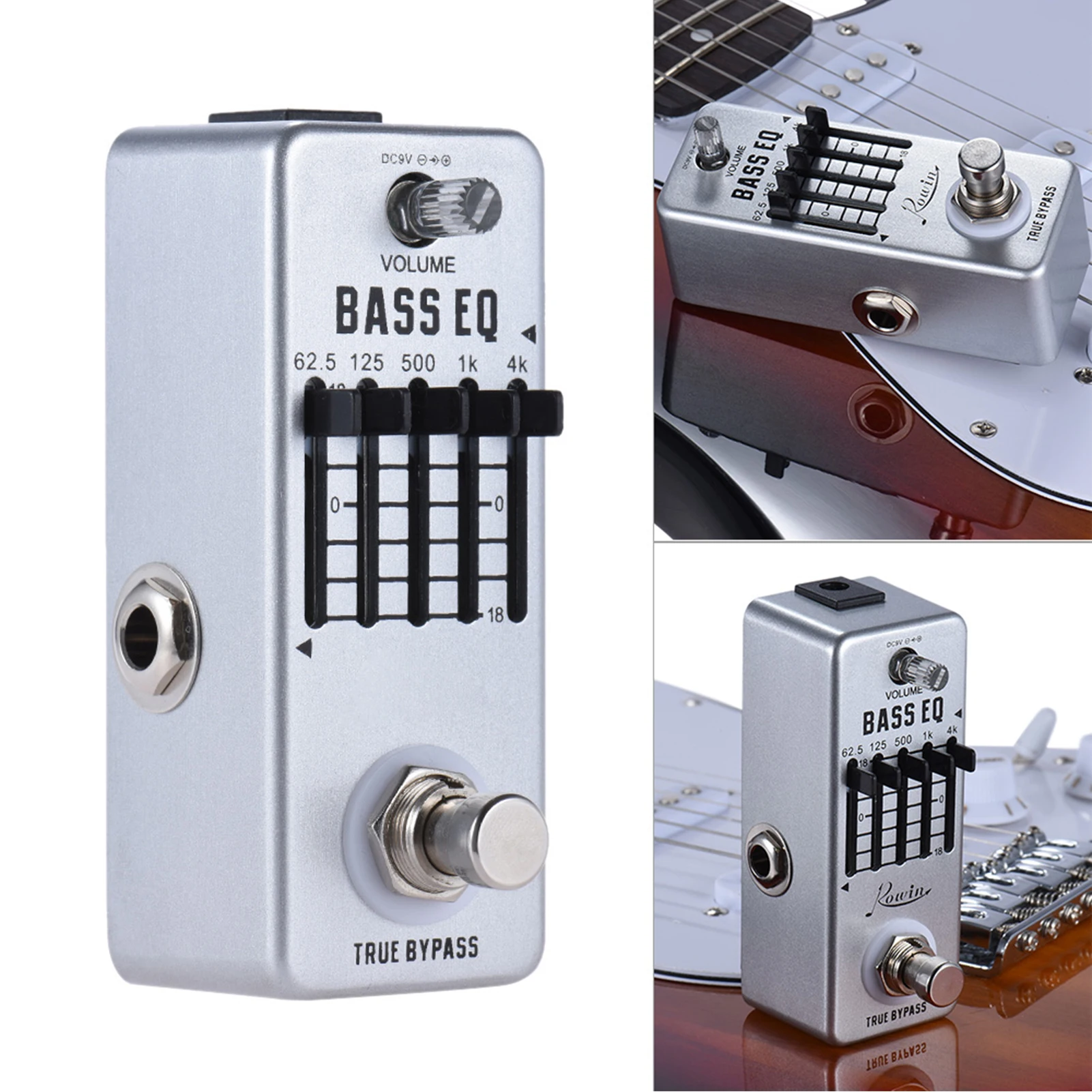 Instrument Accessories Rowin Bass Guitar Equalizer Effect Pedal 5-Band EQ Aluminum Alloy Body True Bypass