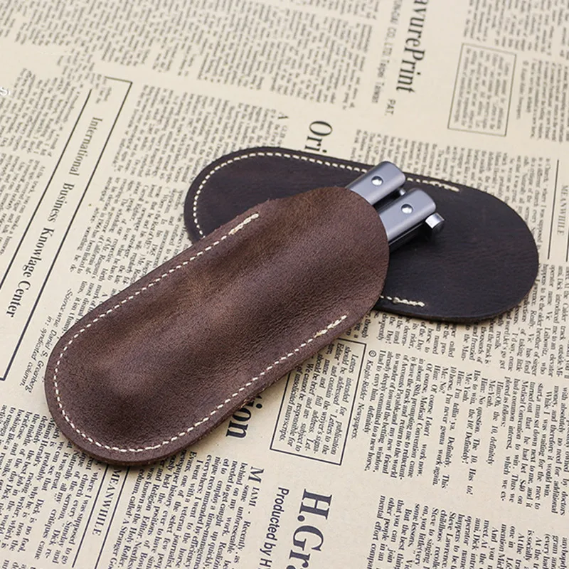 Изготовленный на заказ кожаный складной нож из воловьей кожи, защитный чехол для ножа-бабочки