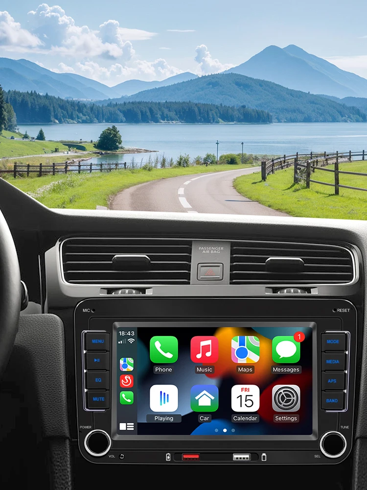 Hippcron 7 inch Autoradio Draadloze Carplay Android Auto 2din Multimedia MP5 Speler voor Volkswagen Seat Skoda Passat Golf POLO - afbeelding 2