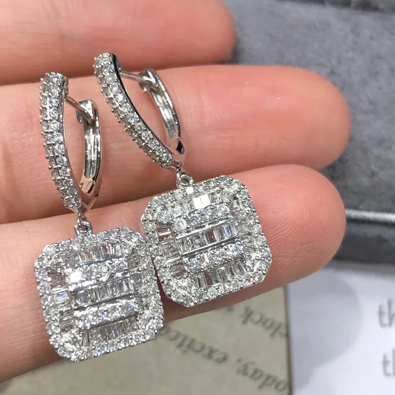 Trendy Lab Diamond Dangle Earring 925 sterling silver Jewelry Party Wedding Drop Earrings for Women Bridal Jewelry Gift