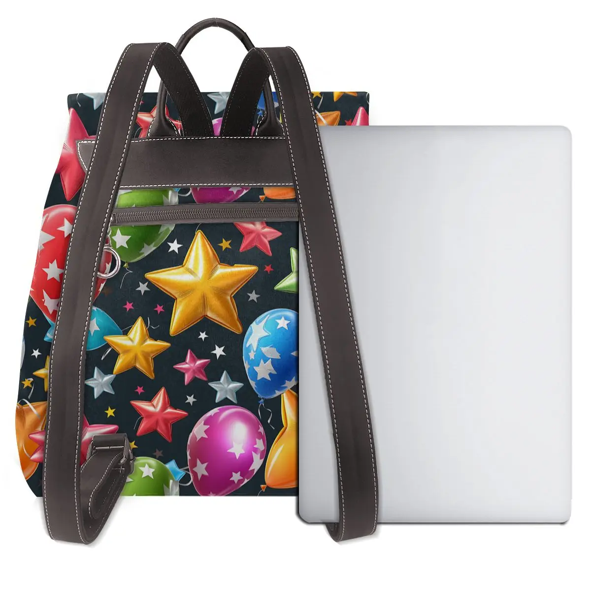 별과 풍선 3D 패턴 새로운 핫 여성 배낭 디자이너 고품질 가죽 간단한 패션 대용량 배낭
