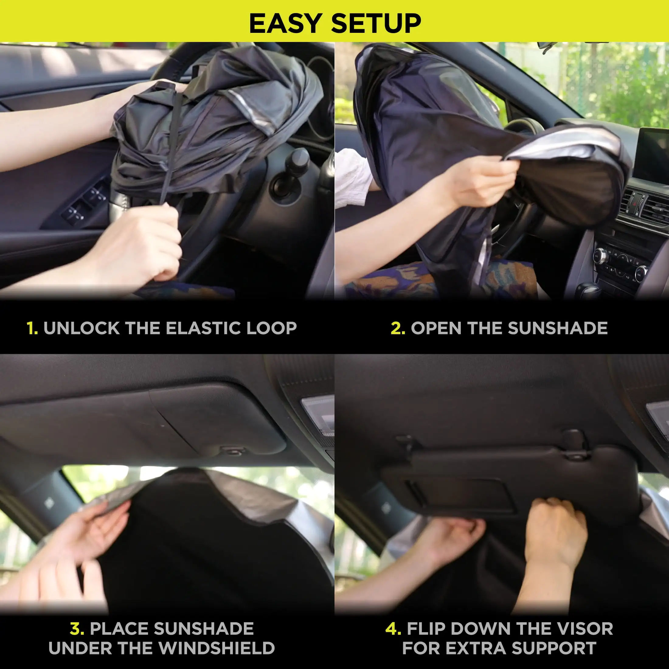 Twist Sun Shade Protection สําหรับรถยนต์ 1 แพ็ค, 63"x29.5"