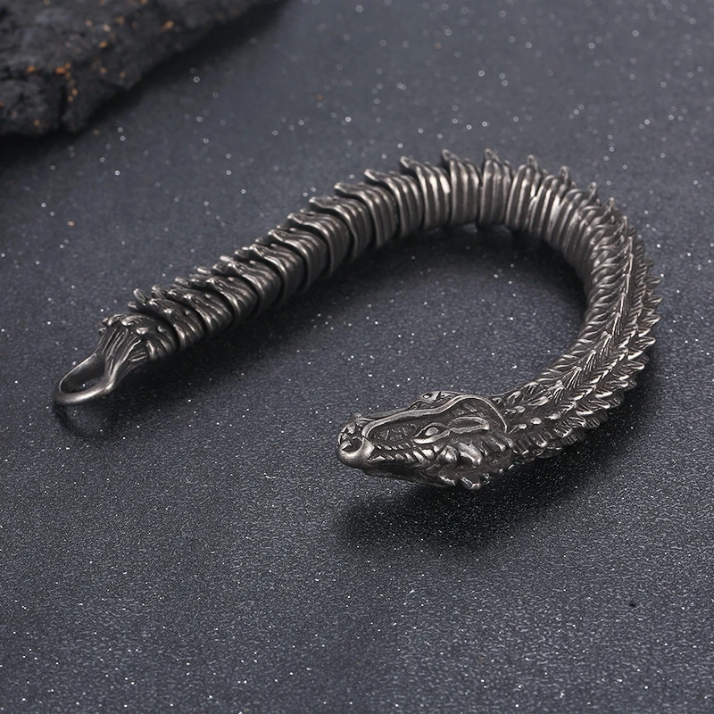

Kalen винтажный тяжелый мужской браслет с драконом в стиле панк, ювелирные изделия из нержавеющей стали 316L, массивный браслет с изображением животных, аксессуары с символом рок, подарок