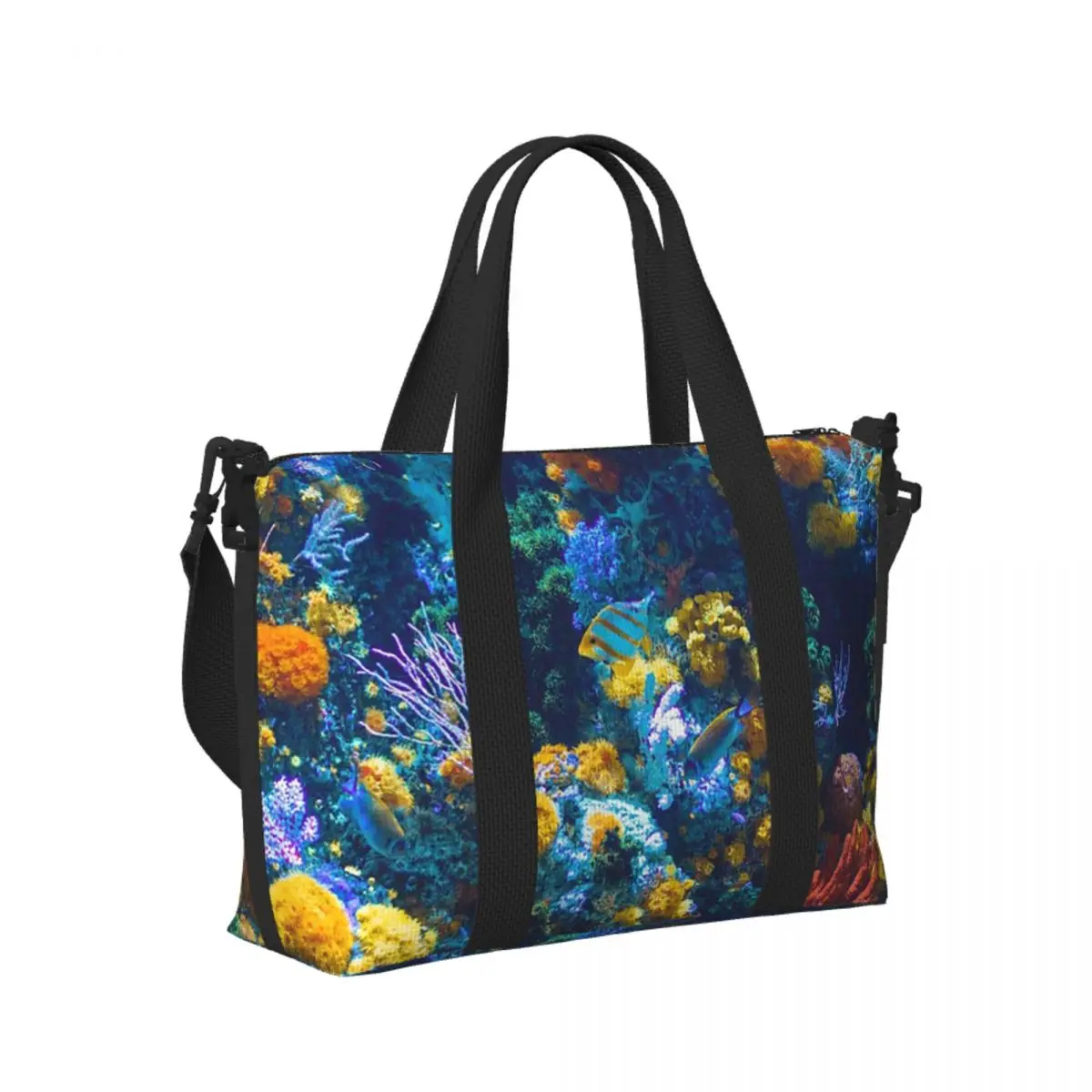 Bolsa de viaje colorida de arrecife de Coral australiano con peces tropicales para playa, bolsas de mano para gimnasio, Yoga, bolso de compras para mujer