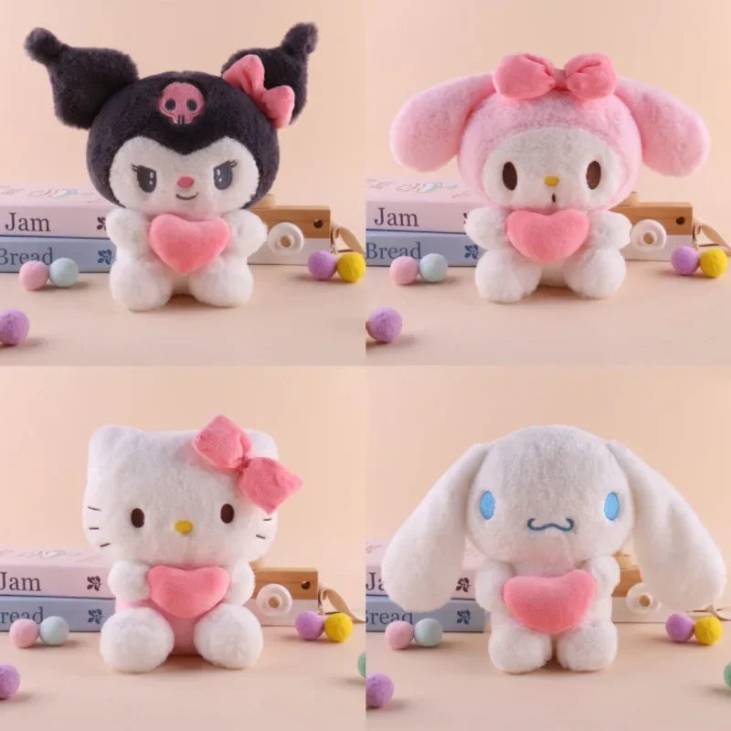 Muñeco de peluche Sanrio Hello Kitty de 22cm, juguete de dibujos animados para niñas, Animal relleno suave, almohada Kuromi, muñeca My Melody Cinnamoroll, juguetes de regalo