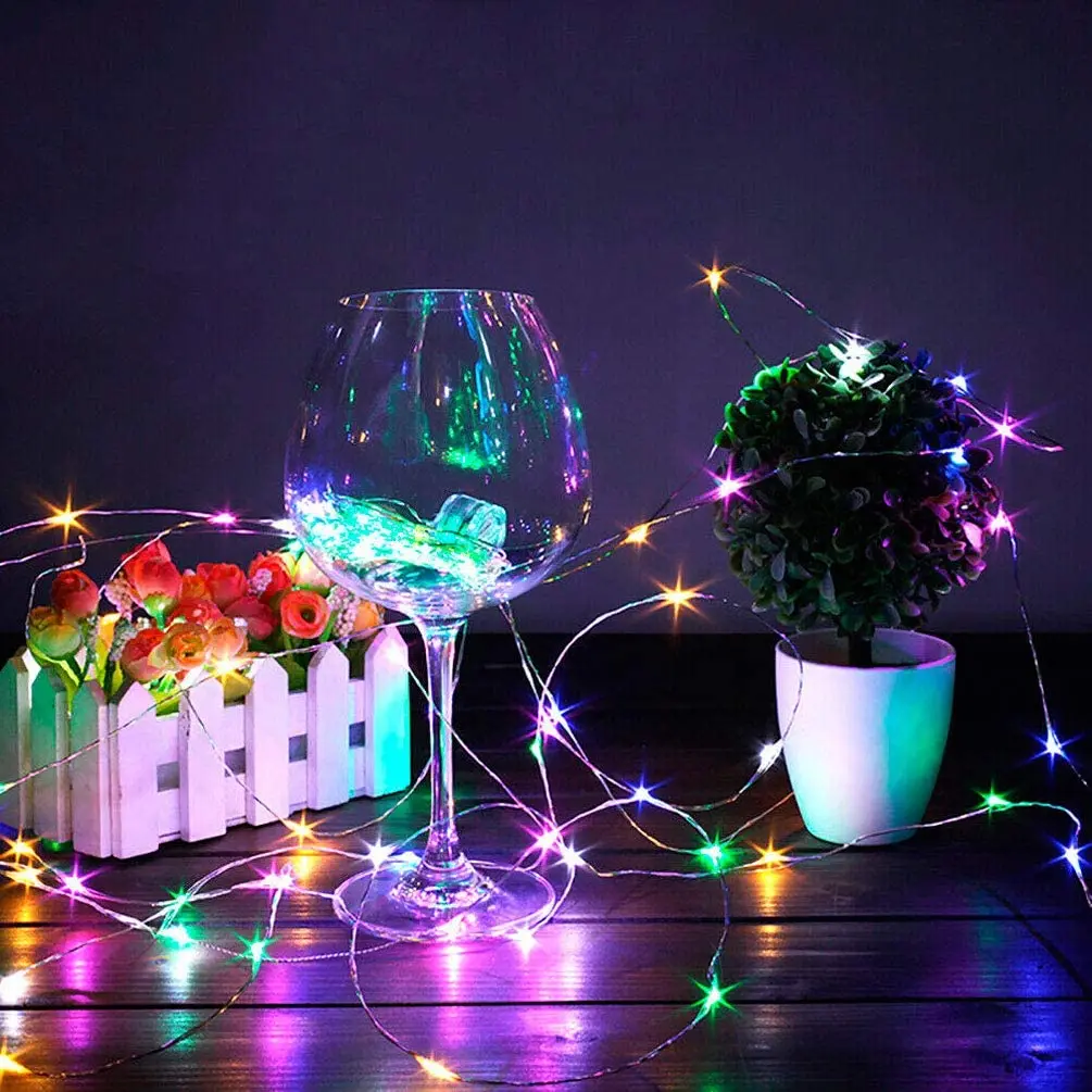 Imagem -06 - Vinho Garrafa String Luz Led Energia Solar Fio de Cobre Luzes de Fadas Forma de Cortiça Lâmpada de Natal Decoração de Festa 2m 1m 10 Leds 20leds Pcs