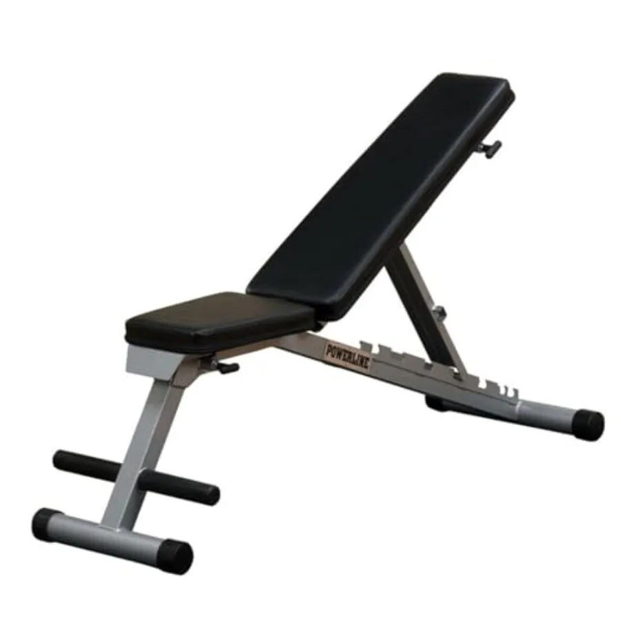 Home Gym Powerline Folding Bench - 7-Position Adjustable Incline/Decline Weight Bench Silver/Black Heavy-Duty Steel No Assembly