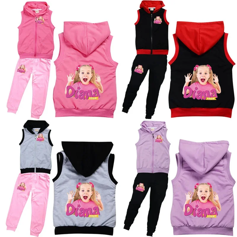 AIAI 2025 ديانا روما تظهر ملابس الاطفال الخريف والشتاء طفل الفتيات الكرتون هوديس السراويل مجموعات طفل الفتيان ملابس رياضية غير رسمية