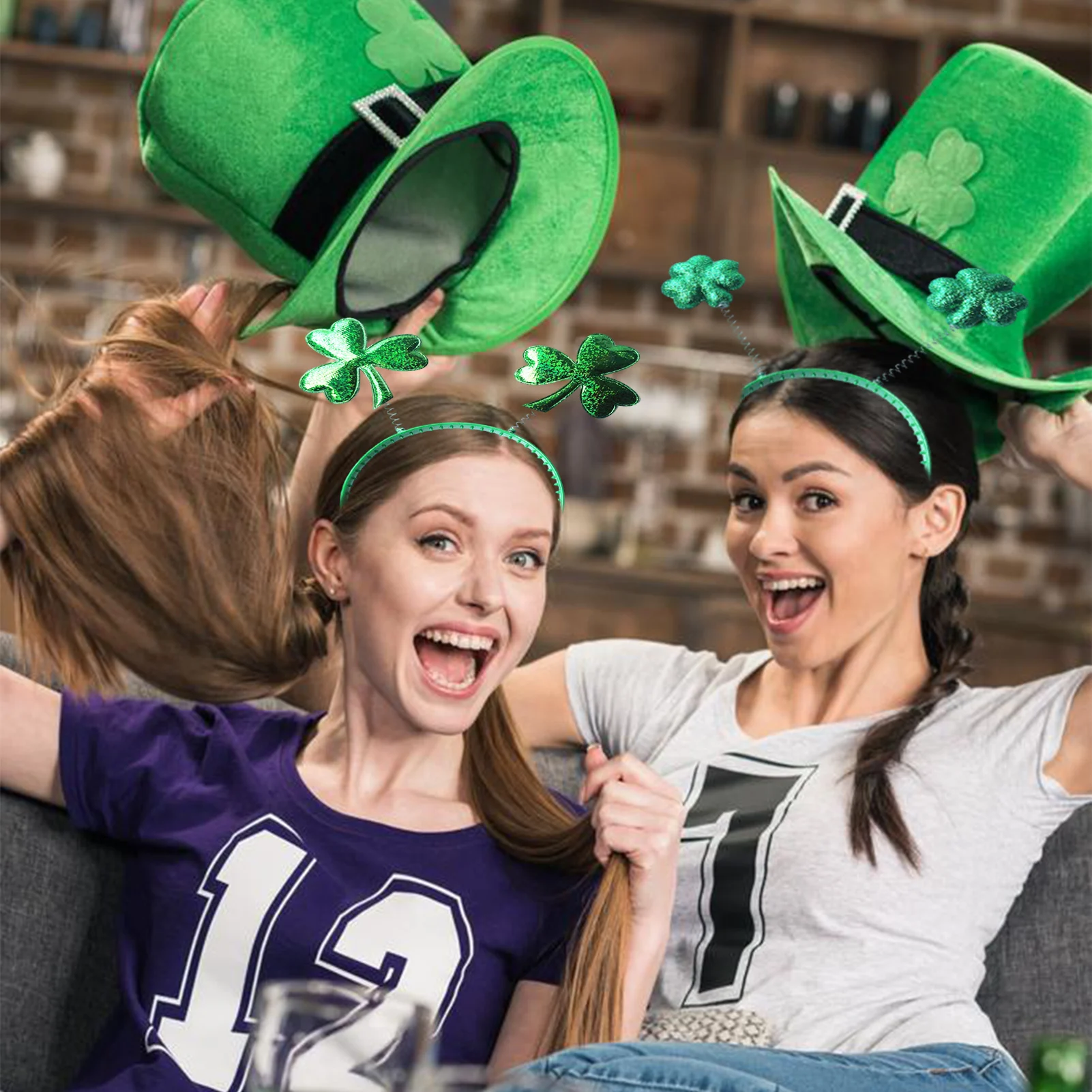 Green Headbopper Shamrock St. Patrick's Day Headband Shamrock Head Boppers Party Accessory Hair Hoop For Women Girls Decoration