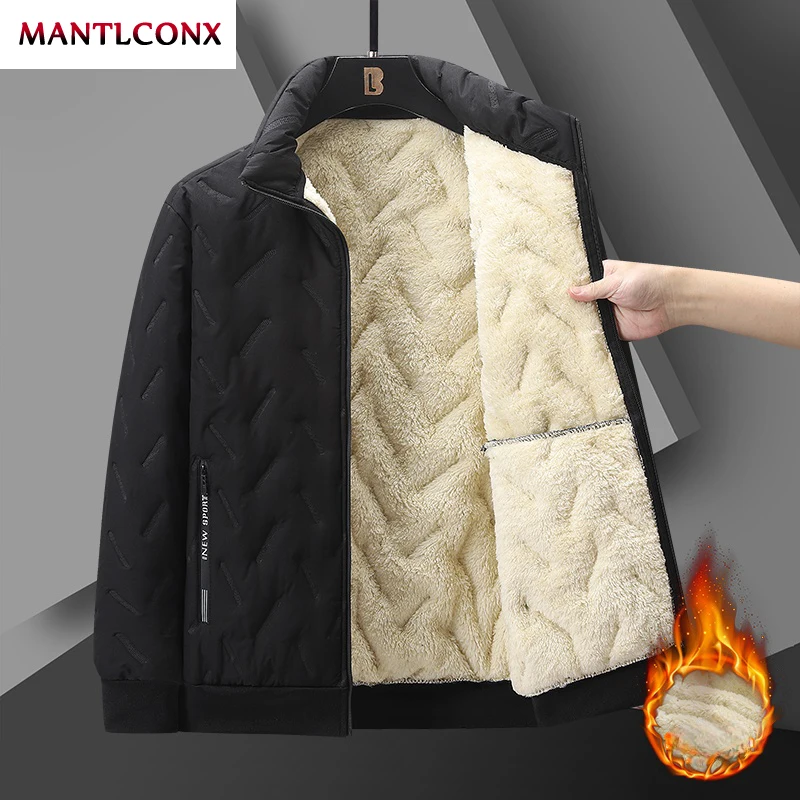 Fleece-gefütterte Jacke Herren Mode Herbst Winter Jacke Herren Mantel Lässige Winter Büro Kleidung Wattierte Parka Oberbekleidung Herren 2026 – Detail 3