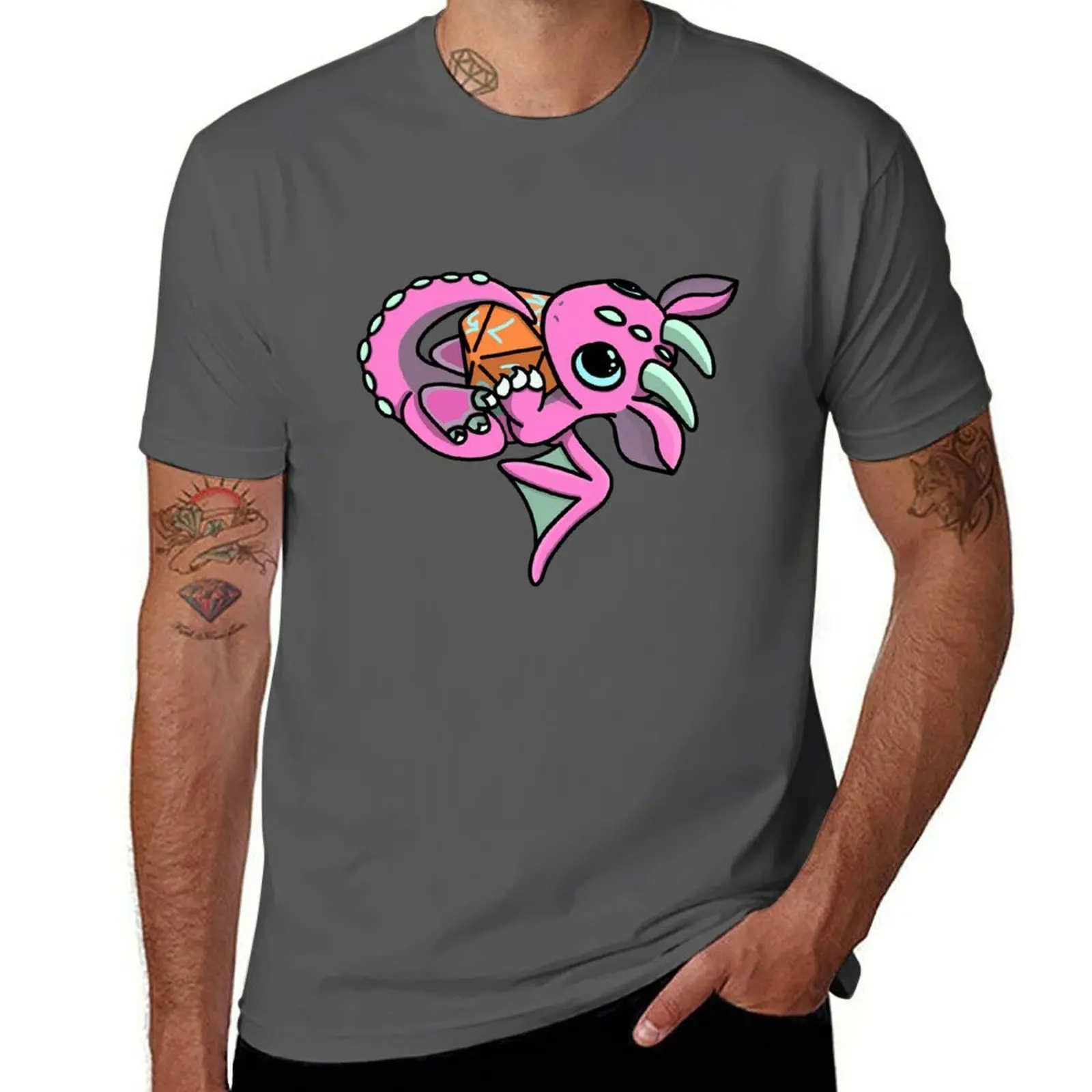 

Cute Pink and Orange Dice Goblin Dragon Baby T-Shirt Creative Graphic Tee Shirt