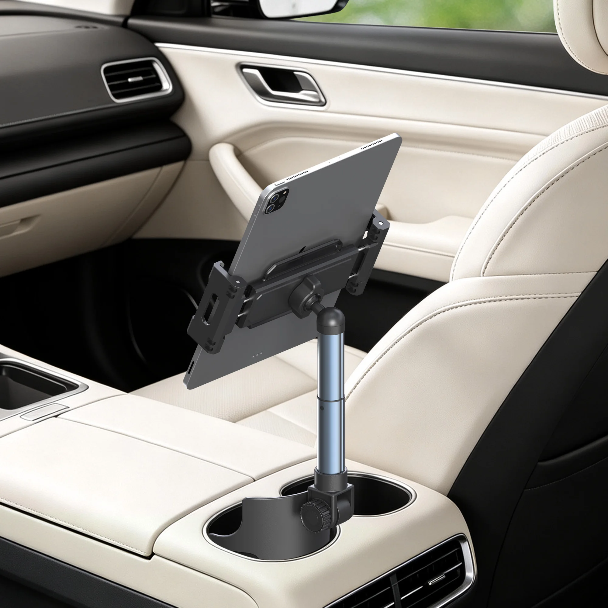 Universelle, verstellbare Tablet- und Handyhalterung für den Auto-Getränkehalter, 360-Grad-Drehung, stabiler, freihändiger Navigationsständer.