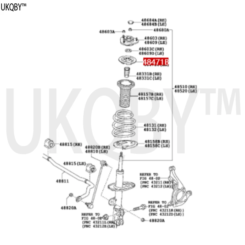 Front spiral spring left and right upper seats 4804442010
