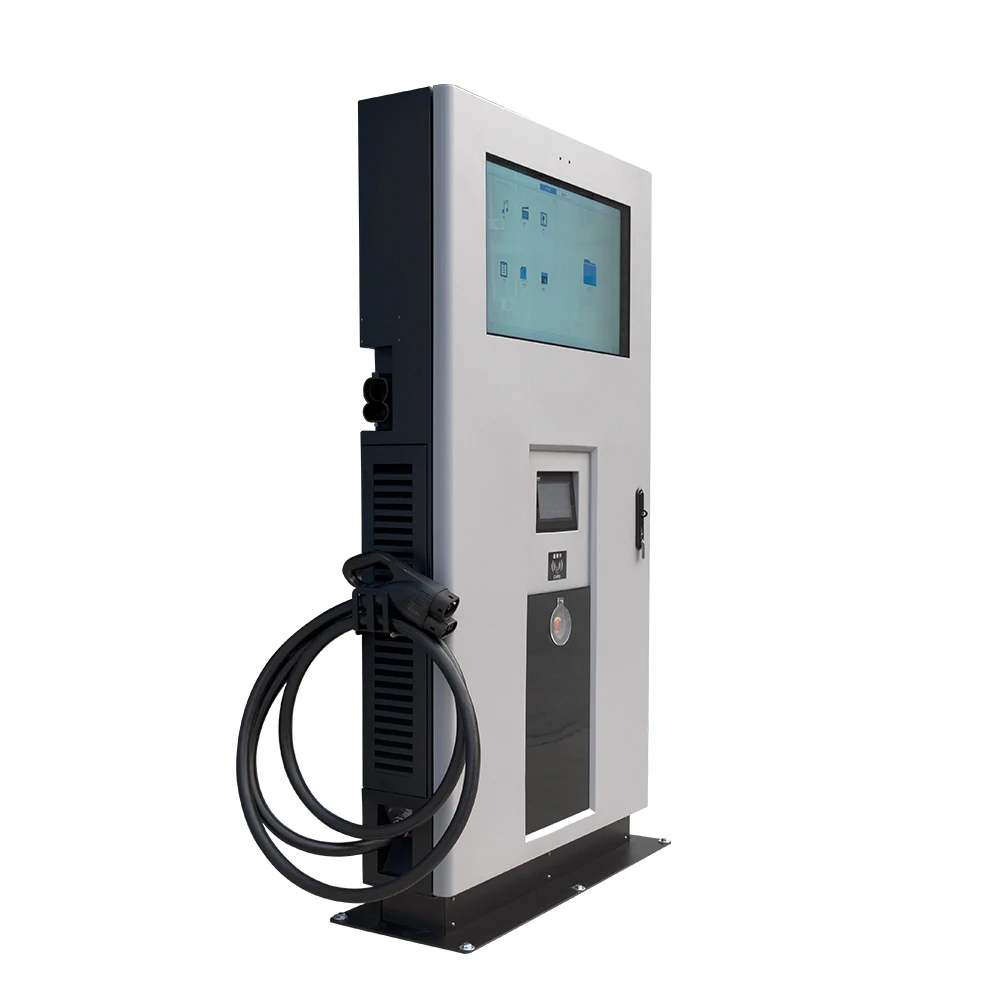 DC の速い 60kw 2 つの電気自動車の屋外の広告スクリーンが付いている急速な充電ステーション Ev 充電器