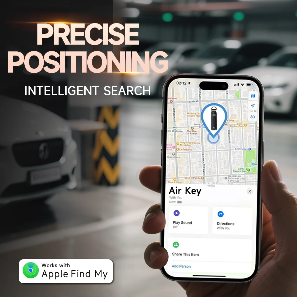 Built-in airtag Chips, Holds 2-6 Keys, Car Key Chains with GPS Tracker, Key Finder,  Key Holder for Men and Women, (iOS Only)
