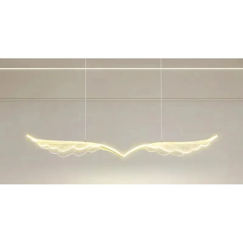 Modern Luxury Acrylic Gold Angel Wings LED Pendant Lights Indoor Cool Lamps for Living DiningRoom Home Decoration Chandeliers