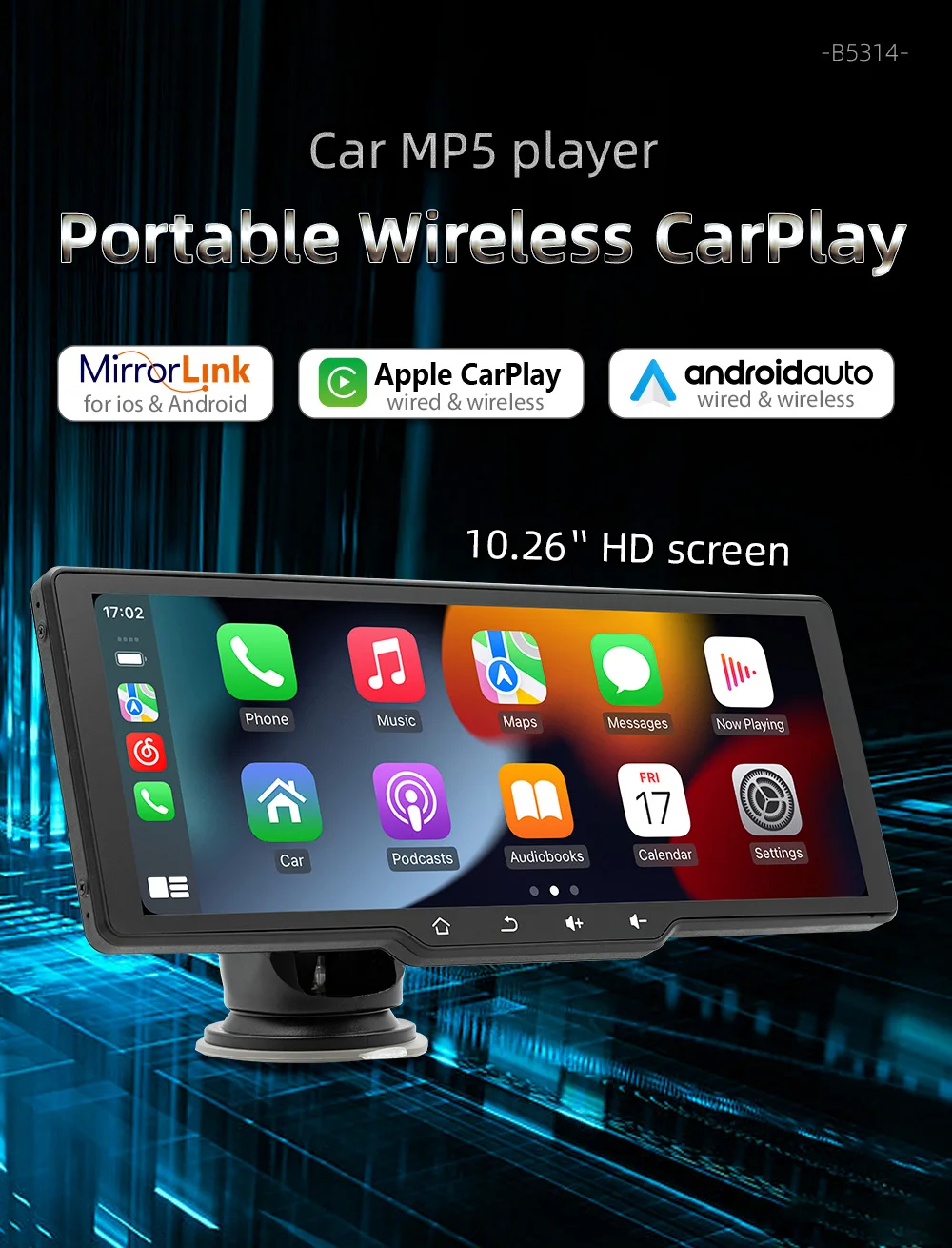

Universal 10.26'' Car Radio Multimedia WIFI Video Player Wireless Carplay & Android Auto for Iphone Or Android MP5 Player -X5314