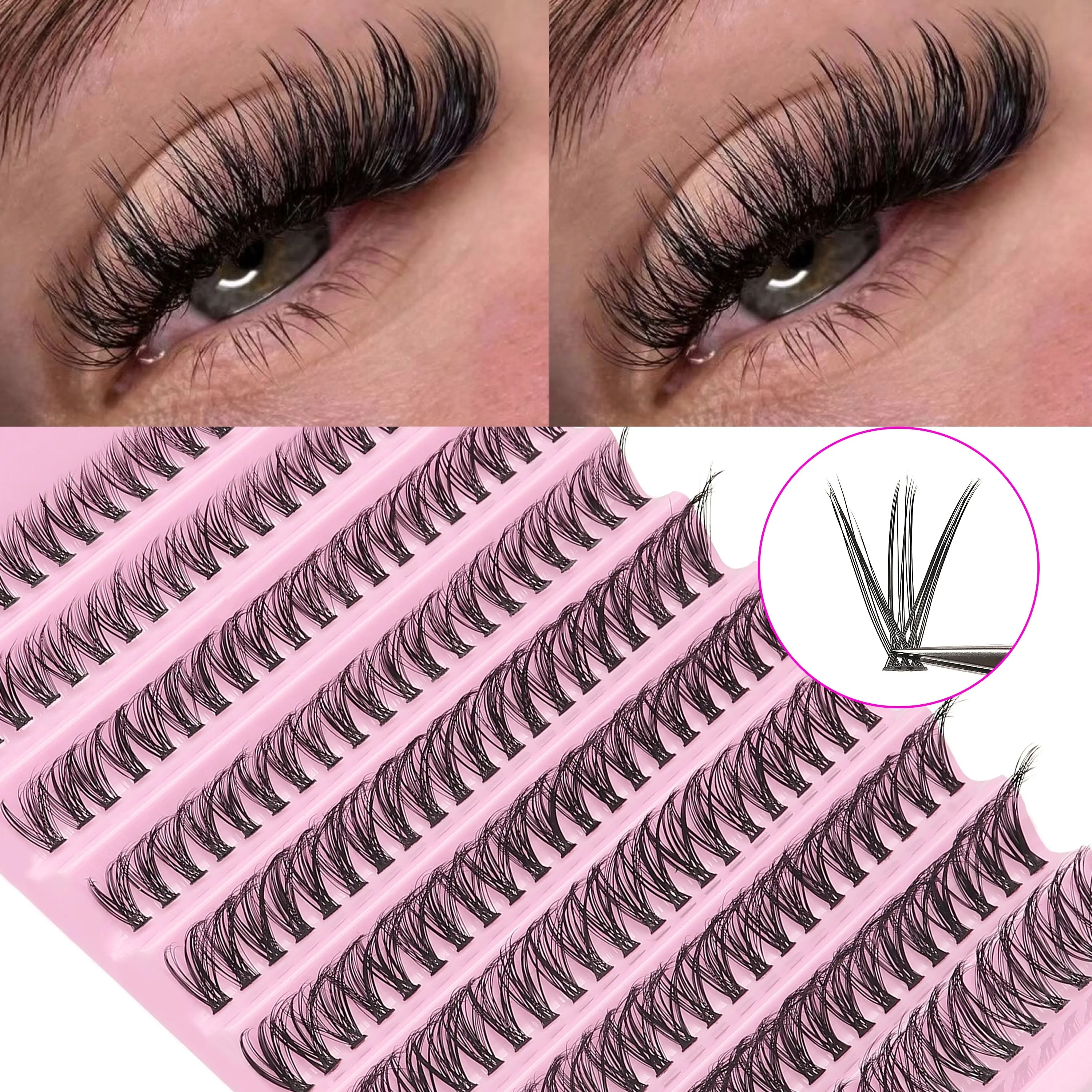200pcs 30D Cluster False Eyelashes D Curl Thick