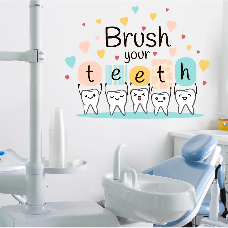 Caring For Dental Health Bathroom Modern Art Wall Sticker PVC Waterproof Self-adhesive Easy To Tear And Install Home Decor