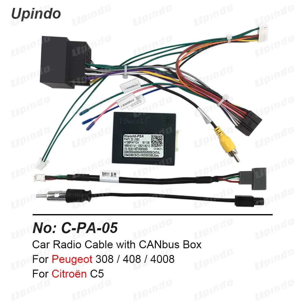 

Android Radio CAN Bus Cable Adapter Socket Plug Play OEM Fit Retain Steering Controls for Peugeot 308/408/4008 Citroen C5