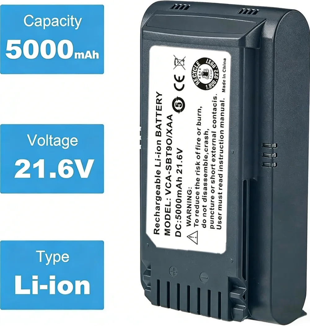 

VCA-SBT90/XAA Replacement 21.6V 5000mAh Li-ion Battery for Samsung Jet90 Jet75 Pet Jet75Cordless Handheld Vacuum Cleaner Battery