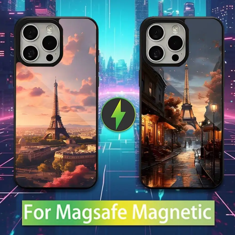 

Eiffel Tower Art Paris For iPhone 17,14,Plus,12,Pro,Mini,13,Max,11,15,16,For Magsafe,Magnetic Wireless Charging Case