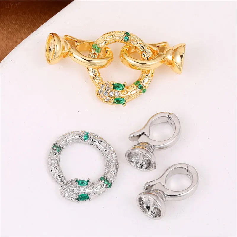 JUYA New Copper Zircon Clasps Hooks Connector Fasteners For DIY Jewelry Making Needlework Pearl Bracelet Necklace Accessories