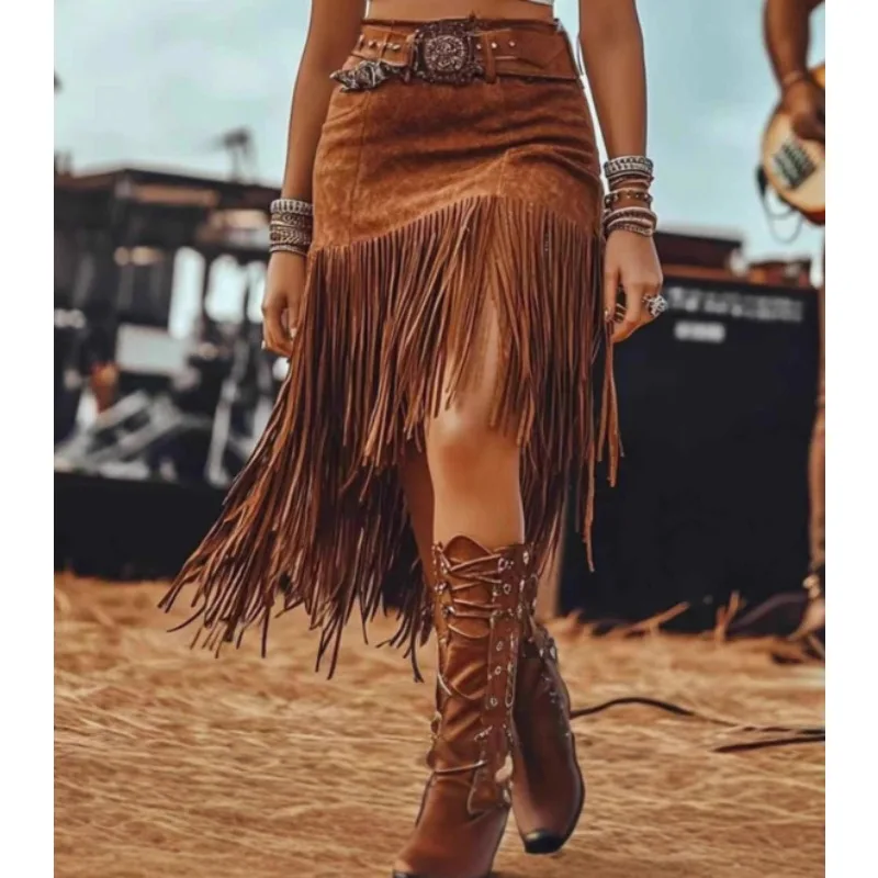 مهدب نصف تنورة المرأة الخريف الساخن فتاة تصميم الشعور عالية الخصر فو جلد الأيل المخملية هامش التخسيس المضادة للوهج ألف خط تنورة