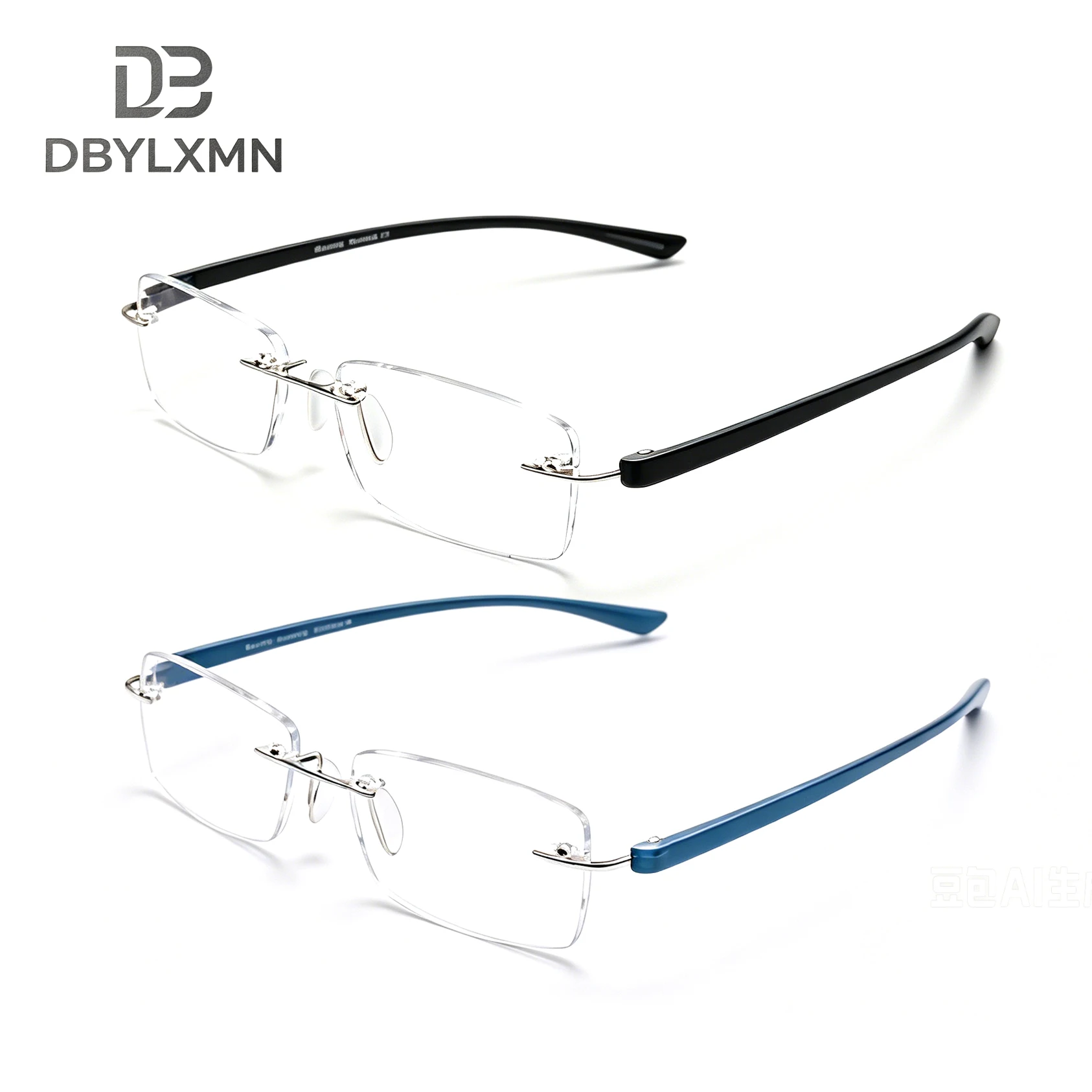 DBYLXMN 2 PCS Rimless Reading Glasses for Men Women Ultra Light Thin Metal Rectangular Presbyopia Eyeglasses Business Office Use