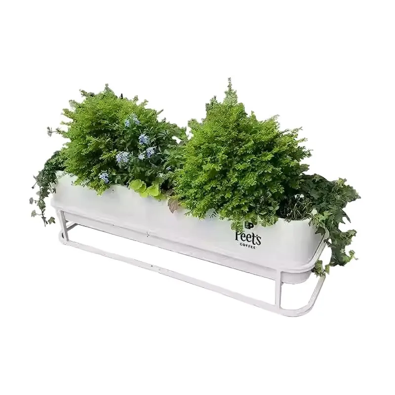 Outdoor stainless steel wrought iron municipal flower box planting box outdoor milk tea shop pendulum partition fence