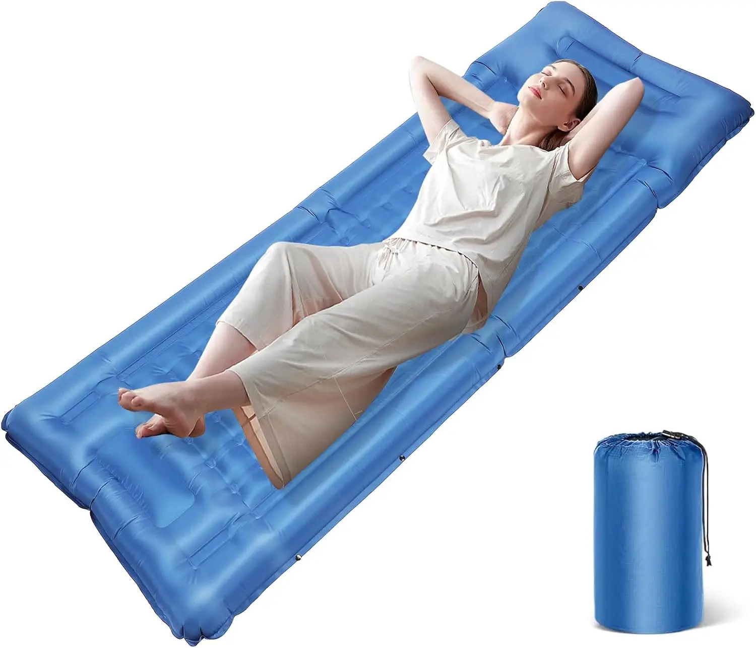 

Самонадувающийся спальный коврик, сверхлегкий толщиной 6,2 дюйма с подушкой и ножным насосом для кемпинга, пеших прогулок, путешествий