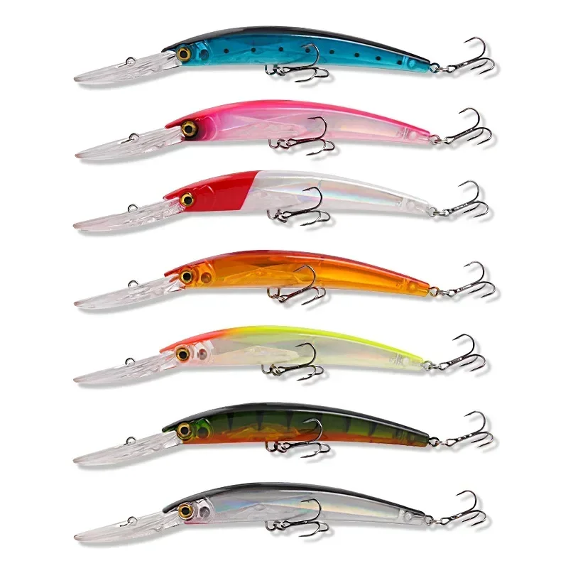 1PCS Lure Bait Simulated ABS Fake Bait Long Drop 20cm/23g Long Tongue Diving Laser Ring Beads Mino Attacks Sea Bass