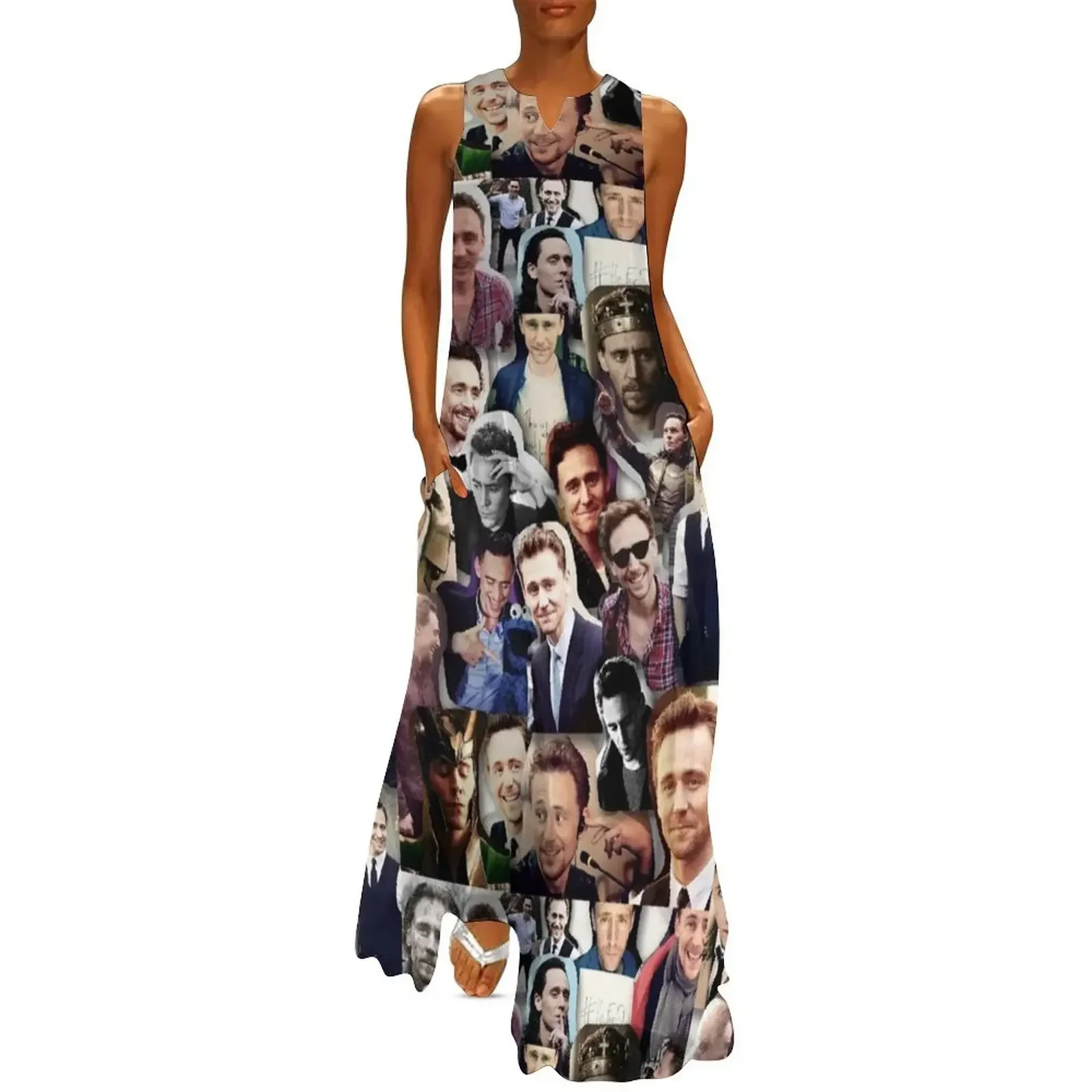 

Tom Hiddleston collage Long Dress Summer skirt womens clothing long sleeve dress Dress