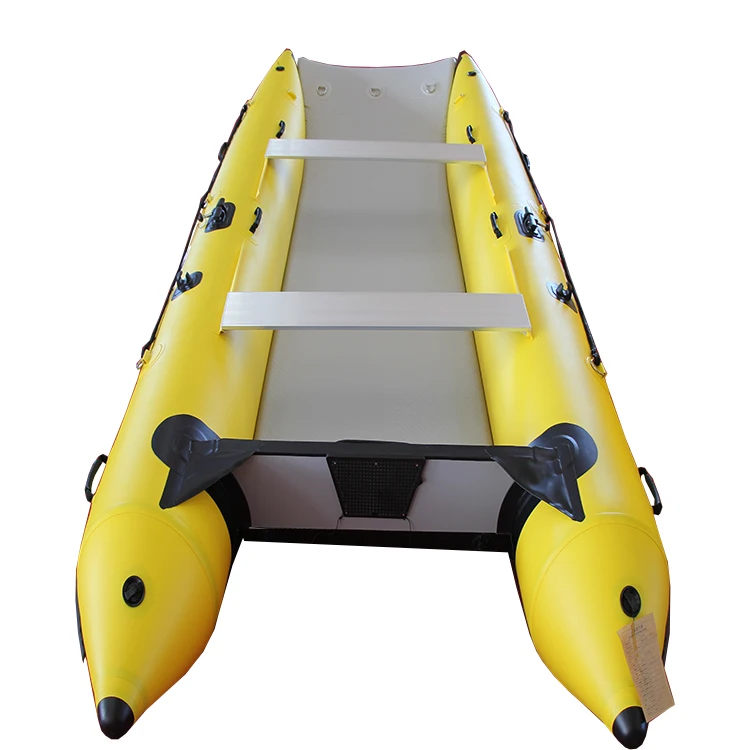 14.2ft Drop Stitch Floor Catamaran 4.3m High Speed Sports Inflatable Rowing Boats Waterplay Craft Durable PVC Hypalon