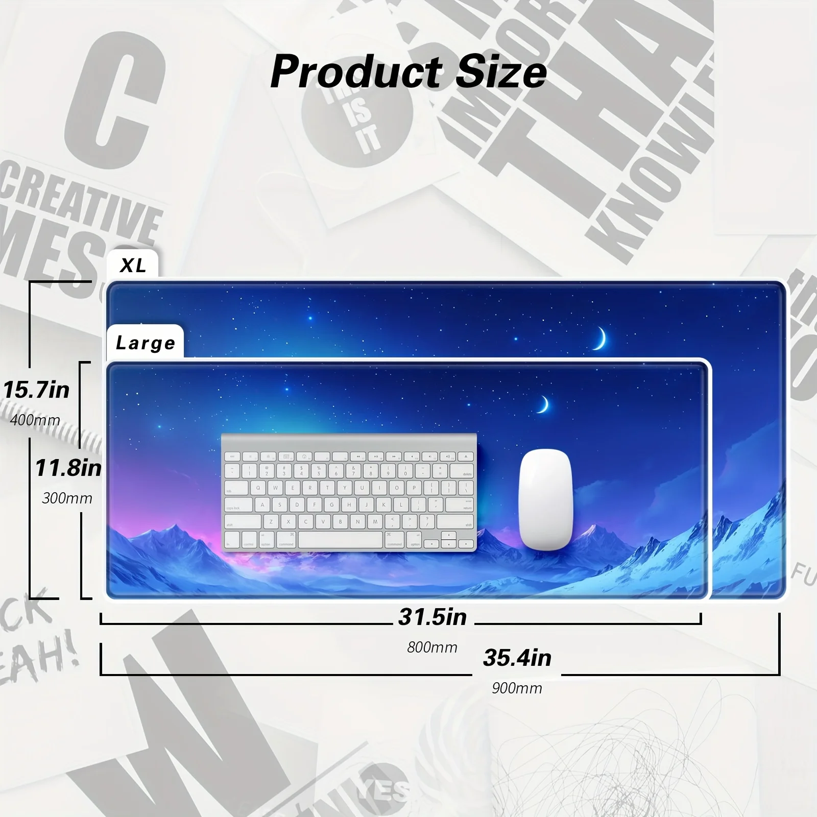 Bachrax XXL ゲーミングマウスパッド 大型拡張テーブルマット 滑り止めゴム オーロラ雪山 ゲームプレーヤーギフト テーブルトップアクセサリー