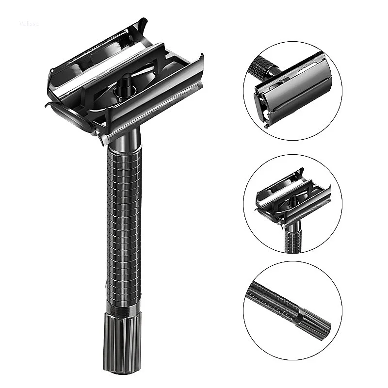

Butterfly Open Twist To Open 997 Long Handle Metal Holder Double Edge Manual Shaving Razor For Men Grooming Tool Gift Set