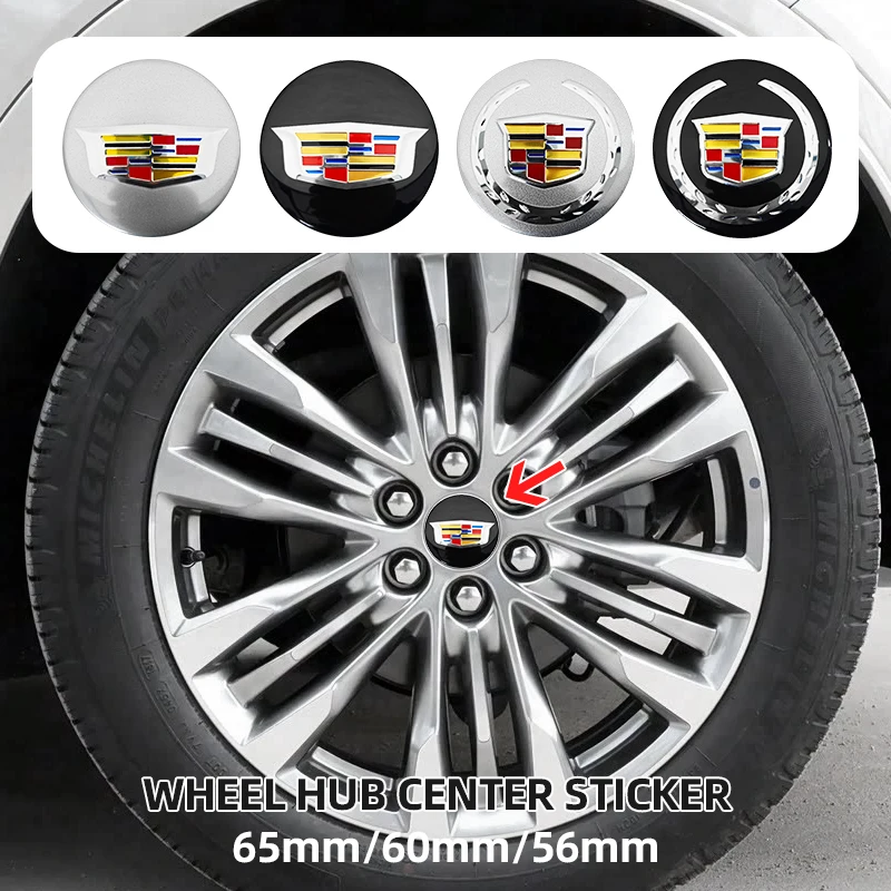 4 pçs 3d 56mm 60mm 65mm tampa central do cubo da roda do carro para cadillac emblema hub centro capa logotipo do carro adesivo estilo acessórios