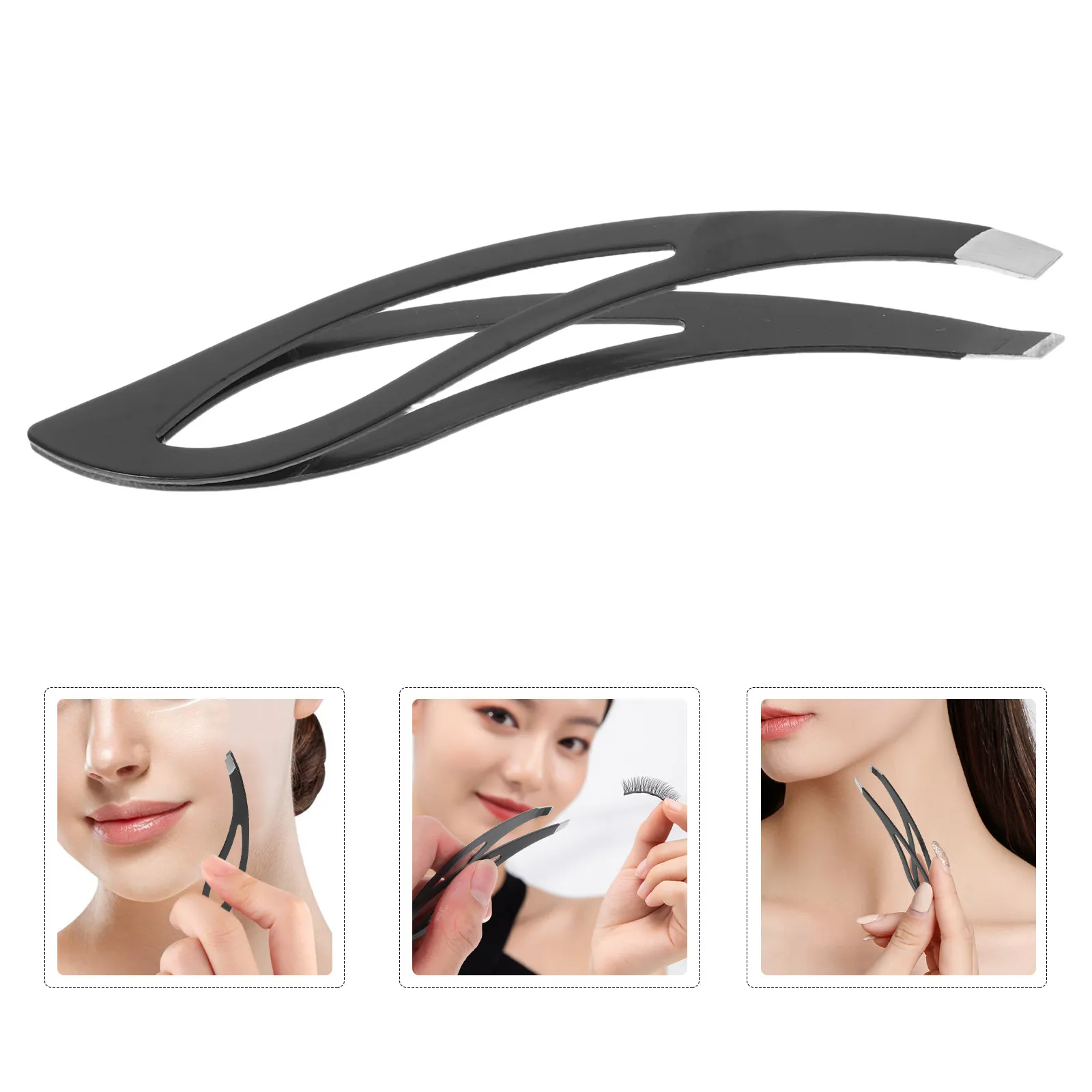 

2Pcs Stainless Steel Slant Tip Eyebrow Tweezers Precision Eyebrow Tool for Trimming Plucking Unwanted Facial Hair Body Hair