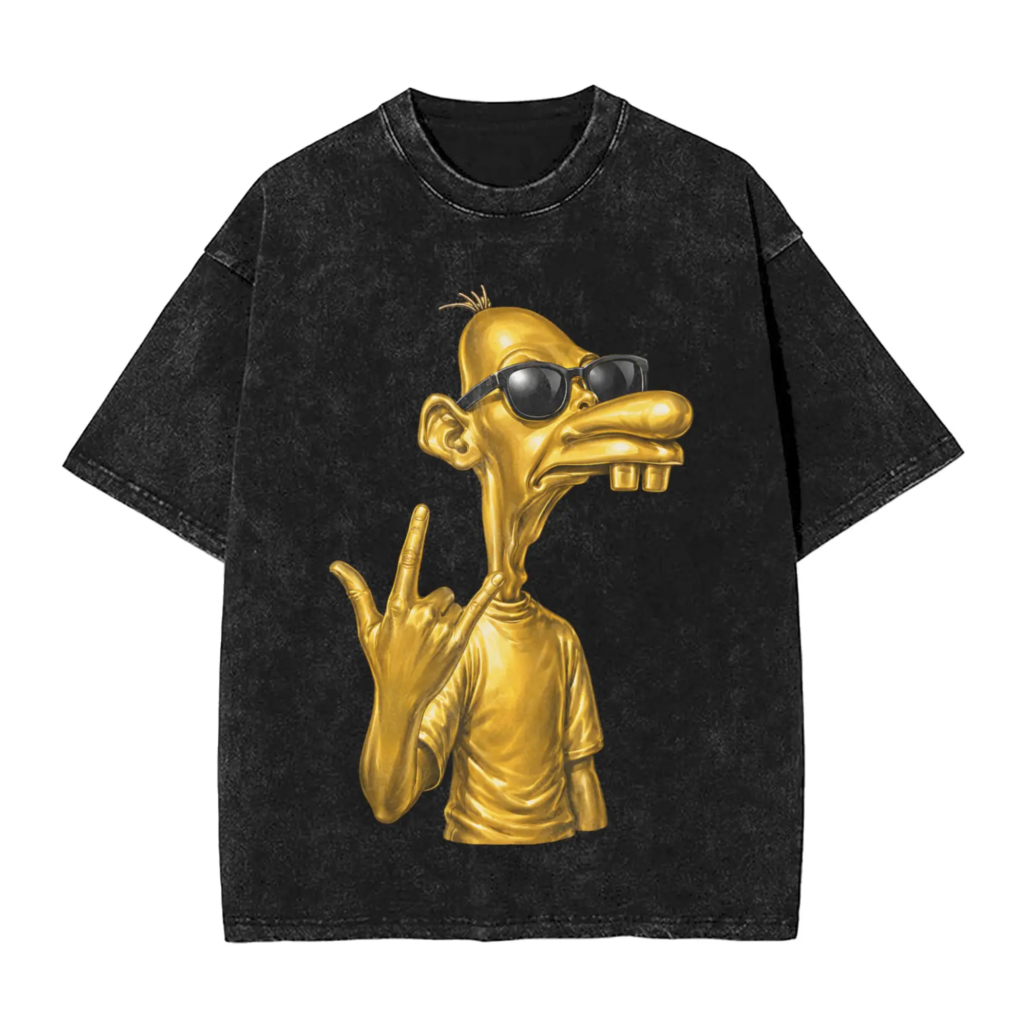 Washed T Shirt Neegy Meme Funny Internet Brainrot Gen Z T-Shirts High Street Streetwear 100% Cotton Tops Tees for Men Women