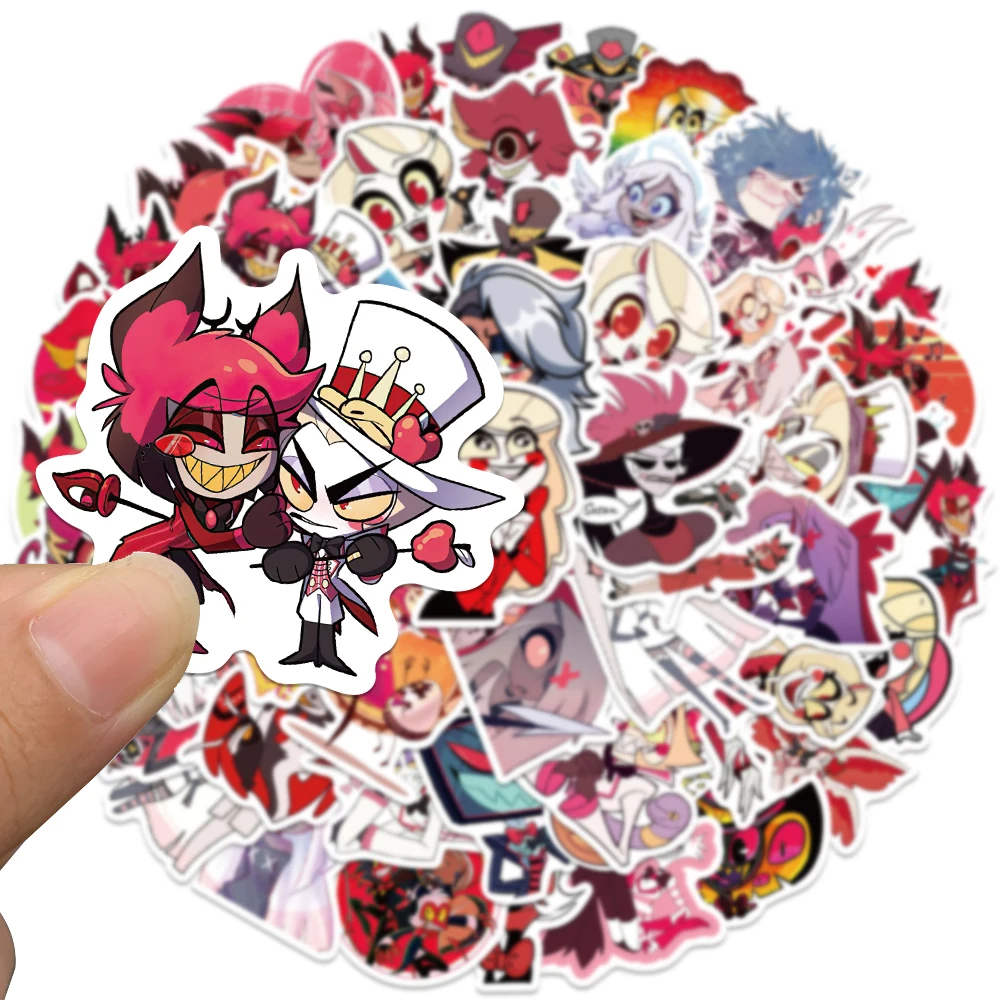 52PCS Hell Hotel Anime Charlie Scrapbook Stickers DIY Diary Laptop Luggage Skateboard Graffiti Decal Classic Toys